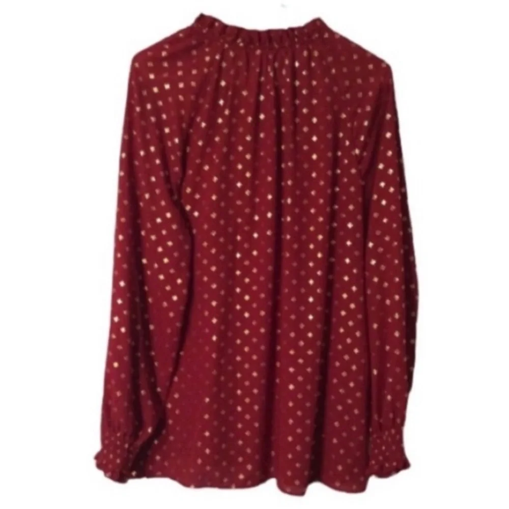 TIME AND TRU Red And Gold FOIL Peasant Blouse Size XL - Picture 2 of 11